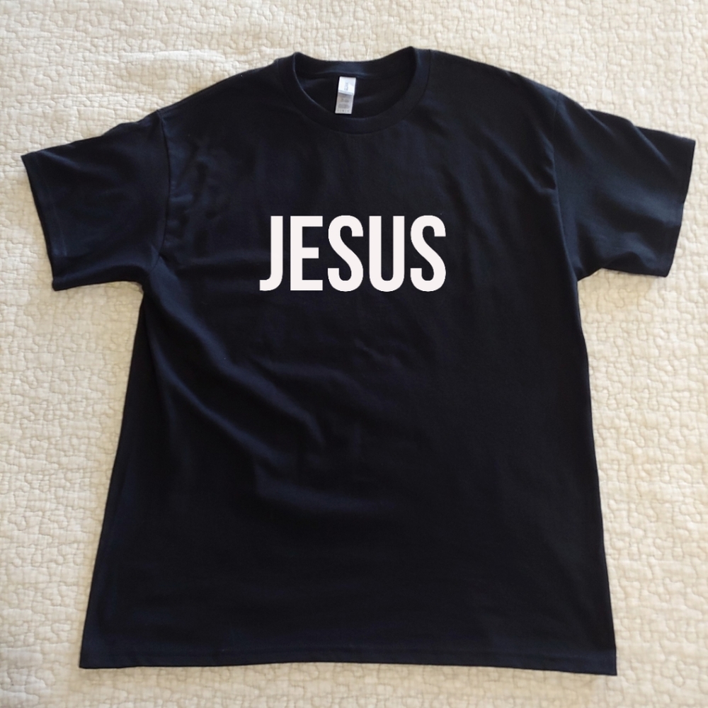 NWT Jesus Graphic Tee, Various Sizes, Black, Short Sleeved